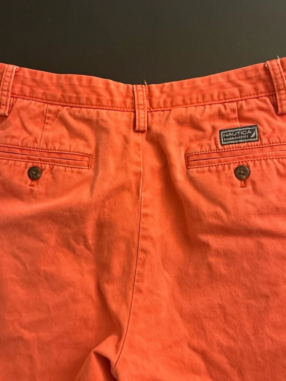 Nautica Men's Orange Flat-Front Casual Shorts